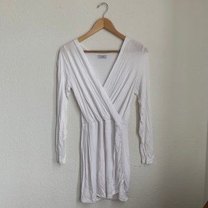 tobi | white wrap long sleeve mini dress